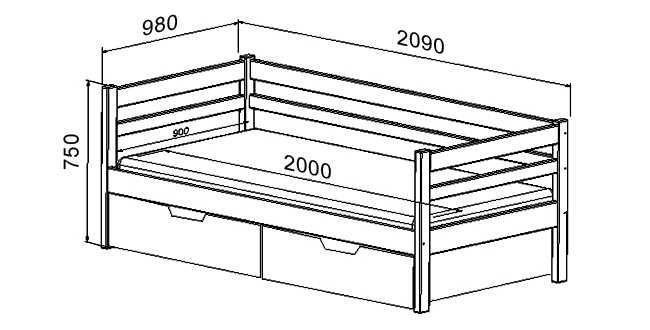 Кровать своими руками из дерева односпальная 90х200 чертежи и размеры и