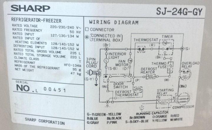 Схема холодильника шарп