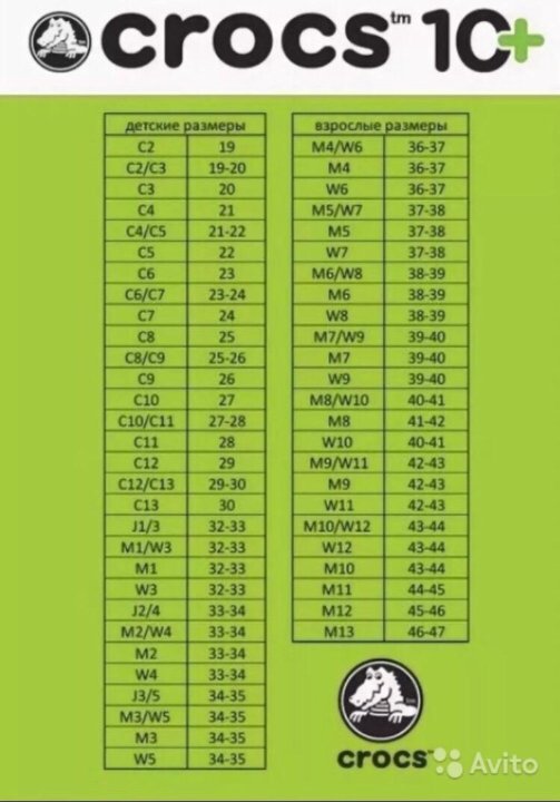 Crocs Интернет Магазин Размерная Сетка