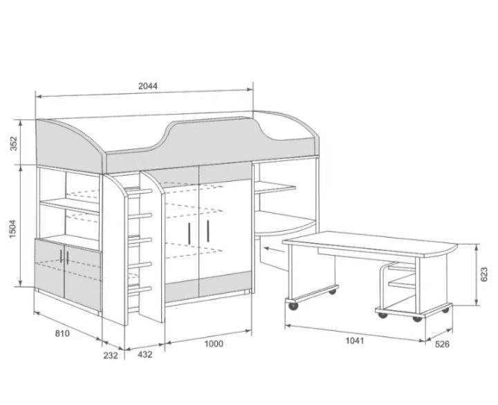 Кровать чердак с выдвижным столом схема сборки