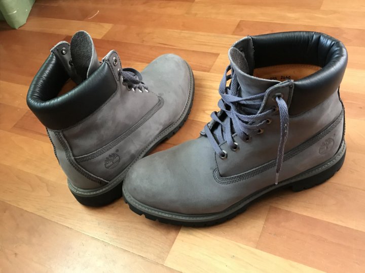 black and grey timberlands