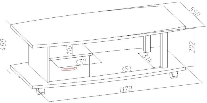 Тумба под тв чертеж с размерами