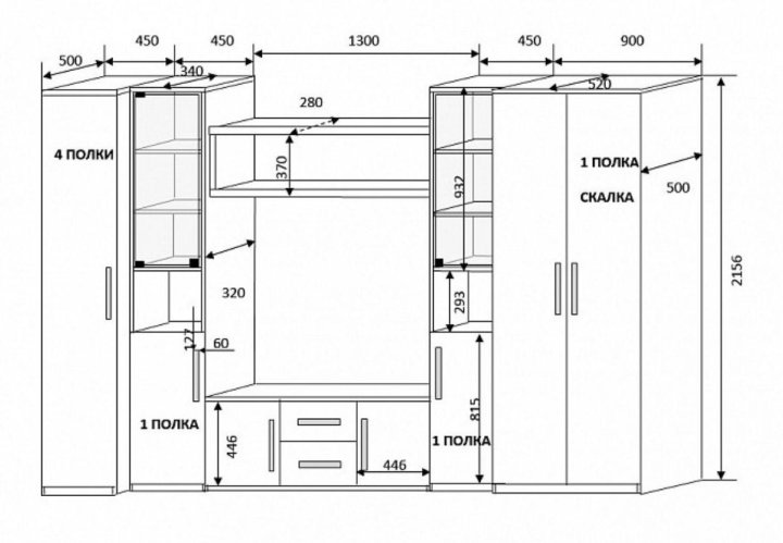 Шкаф в гостиную схема