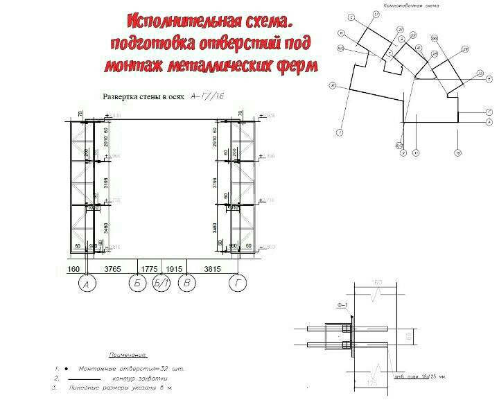 Исполнительная схема металлических ферм