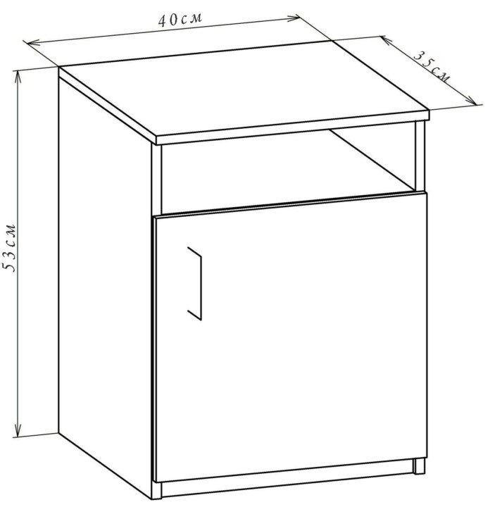 Прикроватная тумбочка глубина