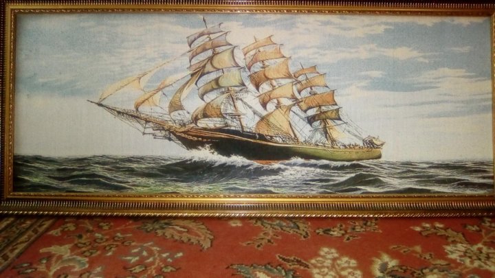Картина гобелен корабль