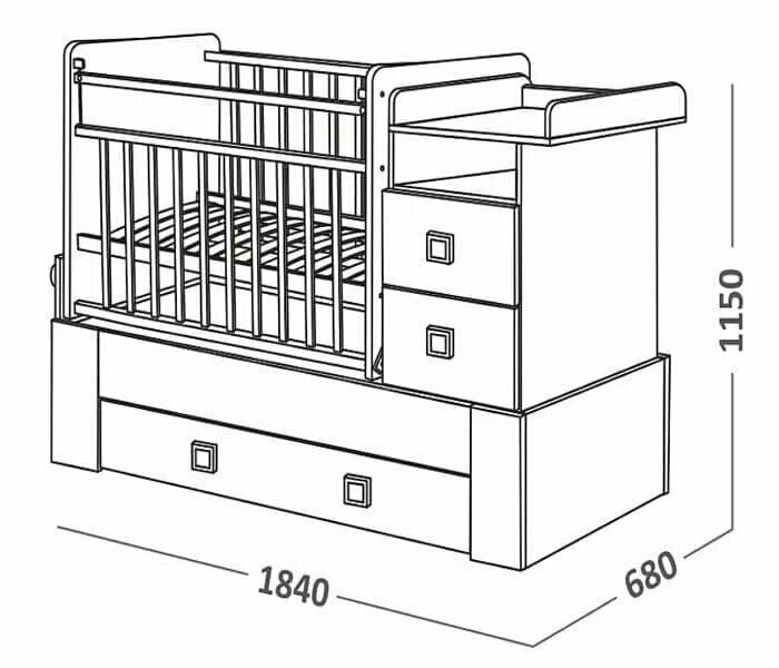 Детская кроватка с пеленальным комодом