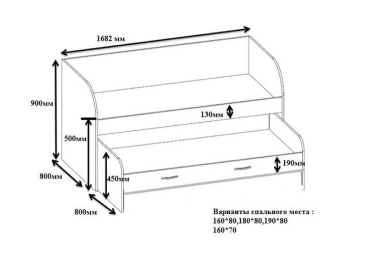 Двухъярусная выдвижная кровать чертеж