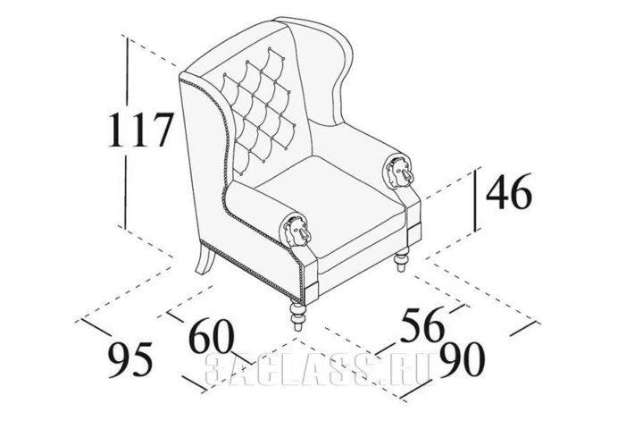Каминное кресло с ушами чертежи с размерами