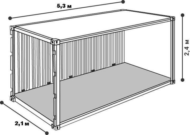 Морской контейнер 20 футов размеры чертеж