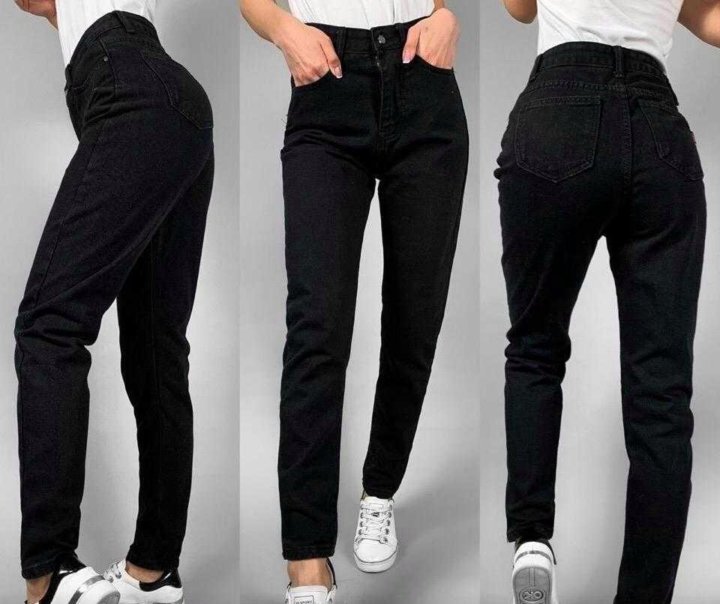 Черные брюки с белыми швами