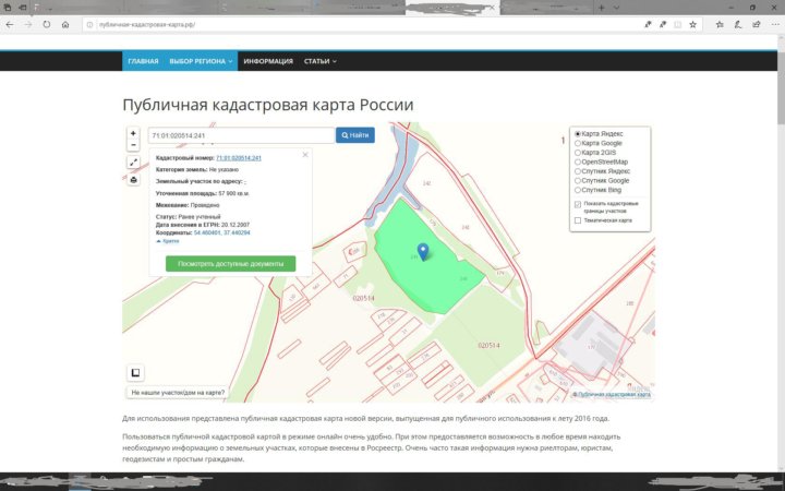 Публичная кадастровая карта новогуровский