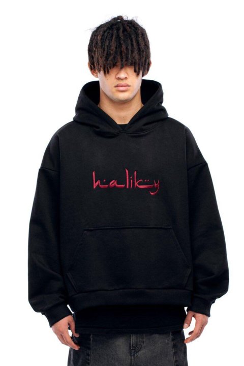 haliky blue arabic logo hoodie