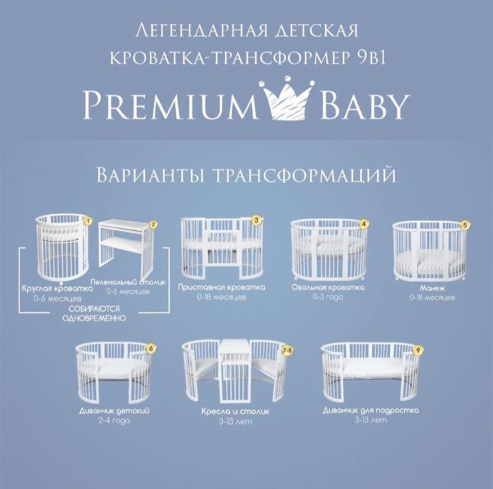 Кровать premium baby 9в1