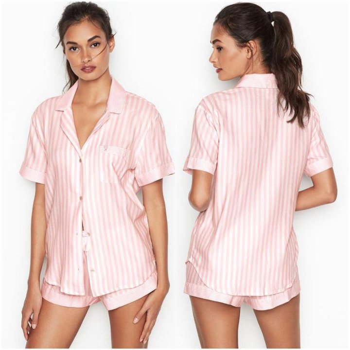 Виктория сикрет пижама розовая в полоску