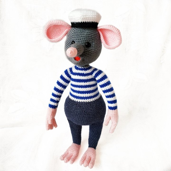 механическая крыса арт. мягкая игрушка морская крыса. мышь моряк. боцман на корабле. морская крыса.