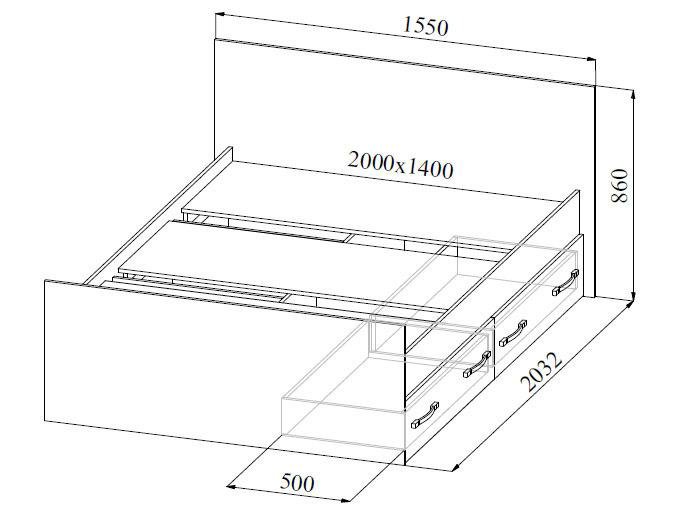Проект двуспальной кровати с ящиками фото 0