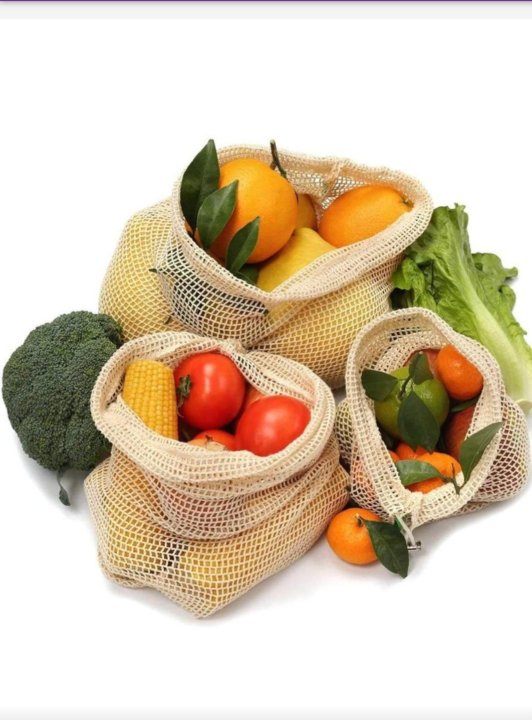эко-сумка с овощами и фруктами без упаковки