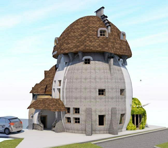 Интересные домики. Дом космический корабль штат теннесси. Дом-гриб цинциннати сша. Домик в виде гриба. Дом необычной формы.