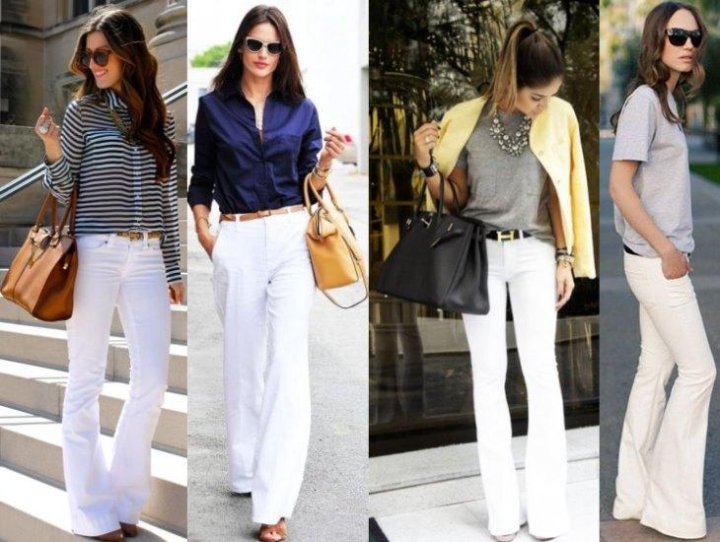 Белые джинсы клеш с чем носить