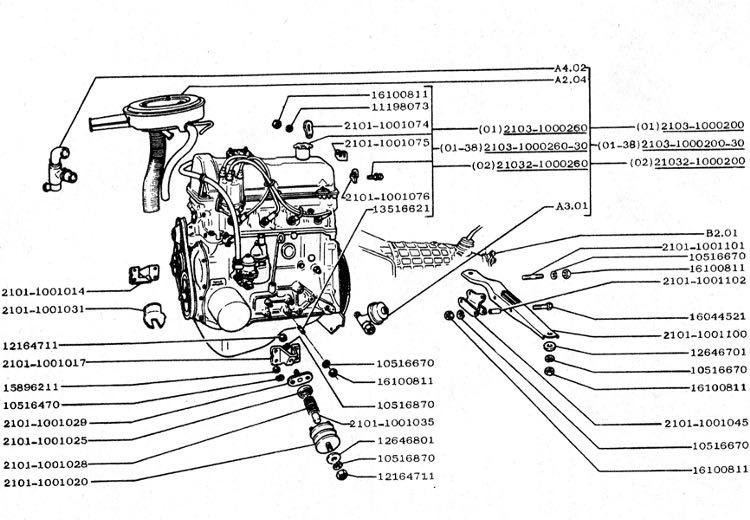Схема двигатель 2101 - 90 фото