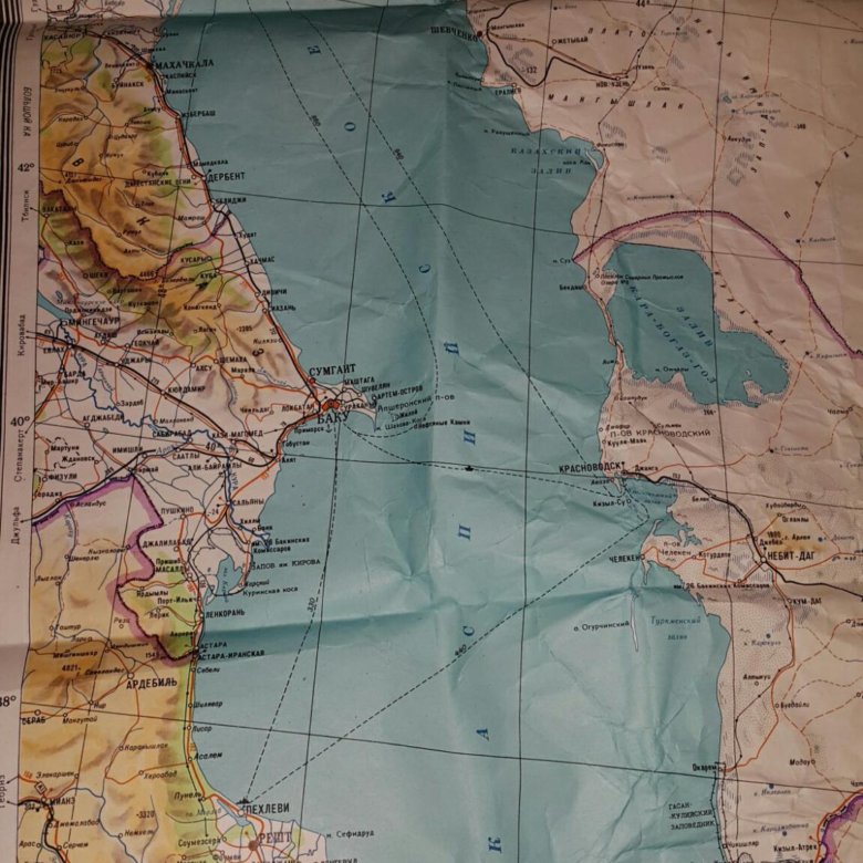 Физическая карта каспийского моря