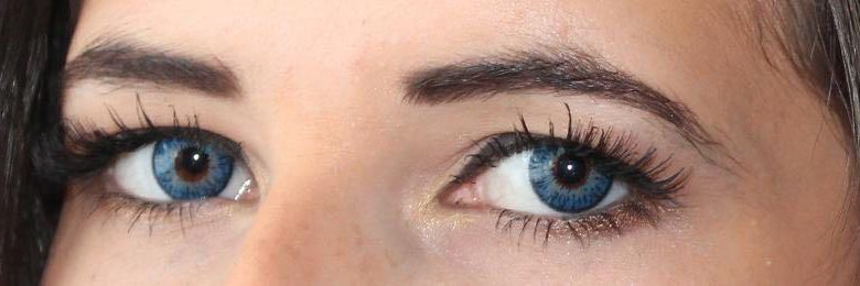 Линзы голубые на карие глаза фото до и после