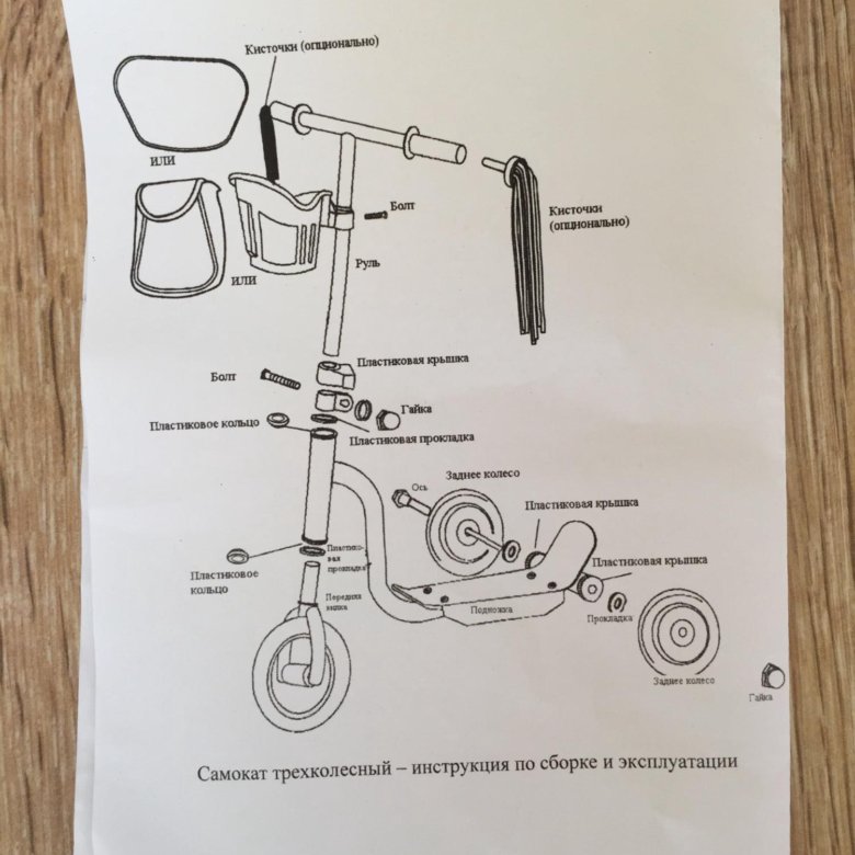 Схема разборки самоката