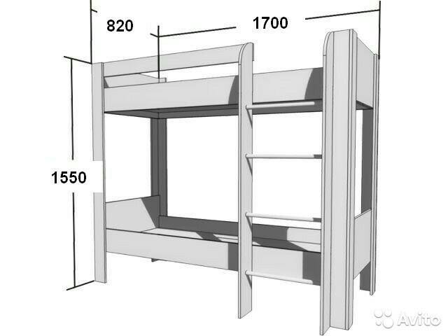 Стандартный размер двухъярусной кровати для детей