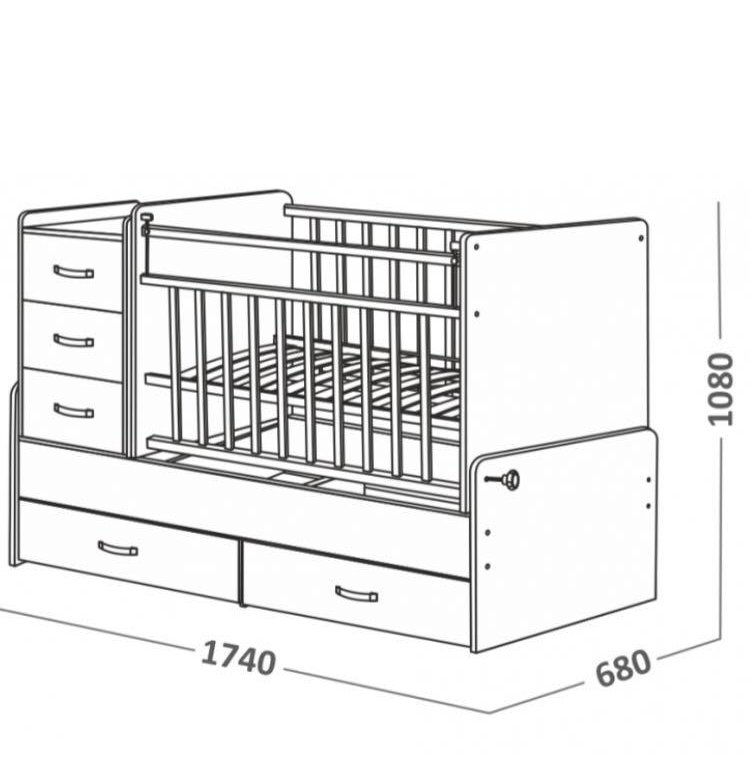 Детская кроватка с пеленальным столиком и комодом размеры