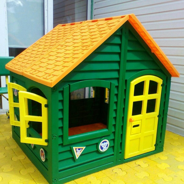 домик зелёный леко игровой уличный всепогодный 120 см сборный разборный складной с коричневой крышей фото фотография картинка изображение рисунок вид компактный для детей