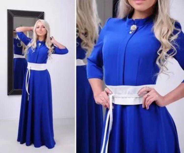 Темный Сини В Пол Платья фото 45