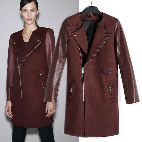 Пальто шерсть Zara с рукавами из нат кожи – купить в Санкт-Петербурге, цена 6 400 руб., продано 13 февраля 2018 – Верхняя одежда
