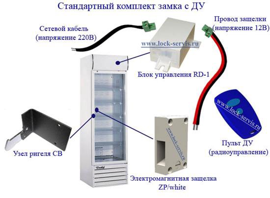 Электромагнитный замок на холодильный шкаф