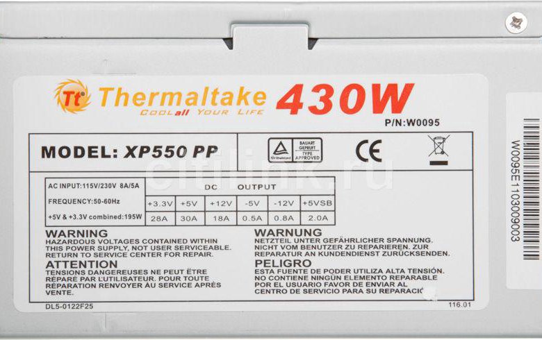 Thermaltake 430w xp550pp схема