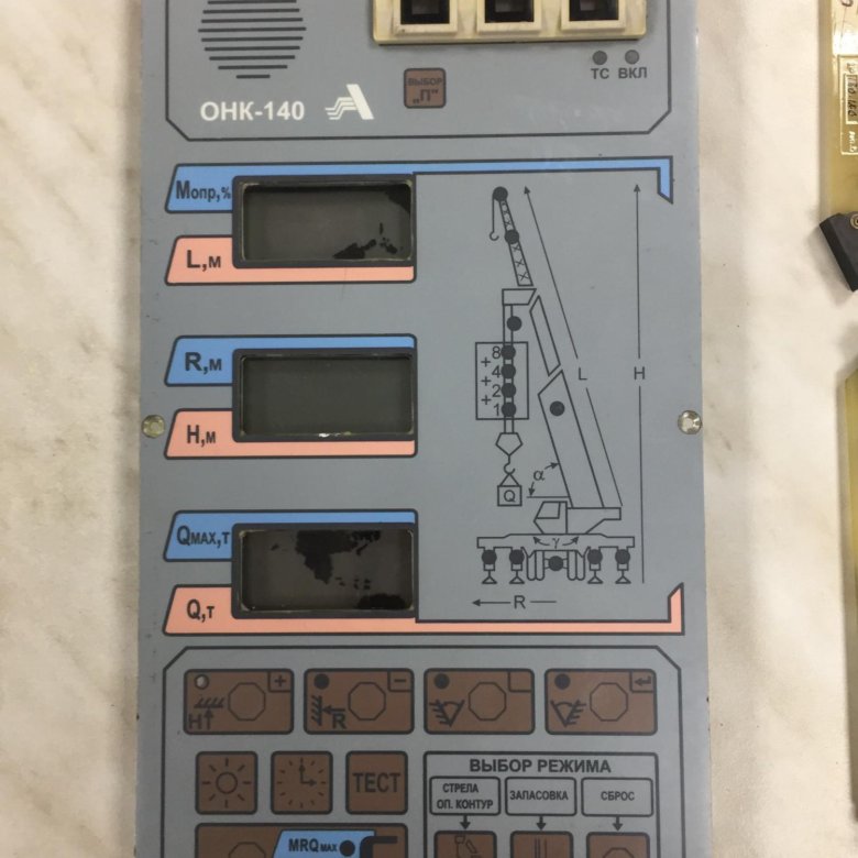 Ошибки онк 140. Прибор безопасности ОНК 140. Ограничитель нагрузки крана ОНК-160с. Компьютер для автокрана ОНК 140. Лицевая панель прибора ОНК-140:.