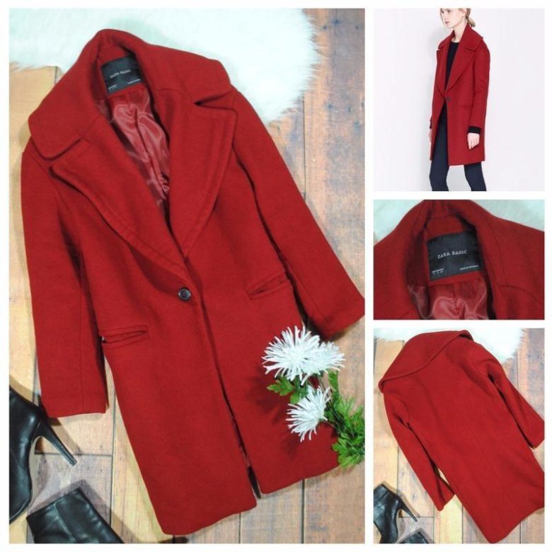 Красное пальто зара