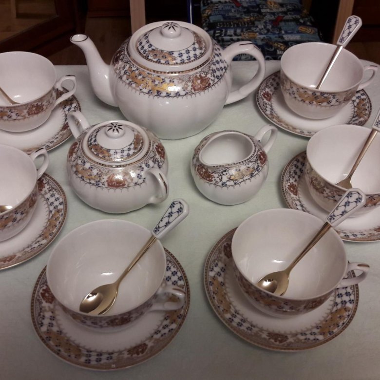 Чайный сервиз, фарфор, KFZ porcelain – купить в Москве, цена 2 000 руб ...
