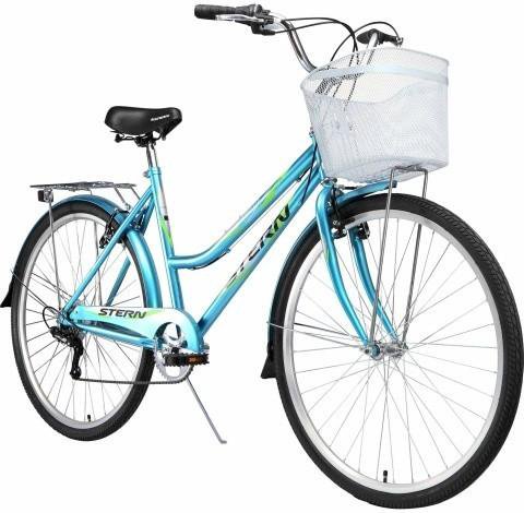 Дамский велосипед с корзиной и багажником фото