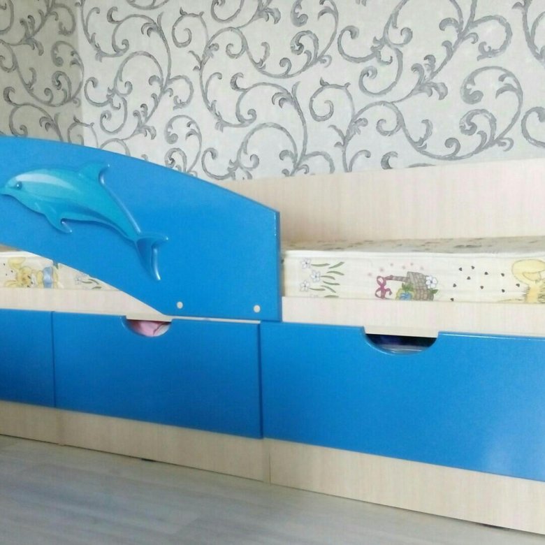 Кровать дельфин детская с ящиками фото