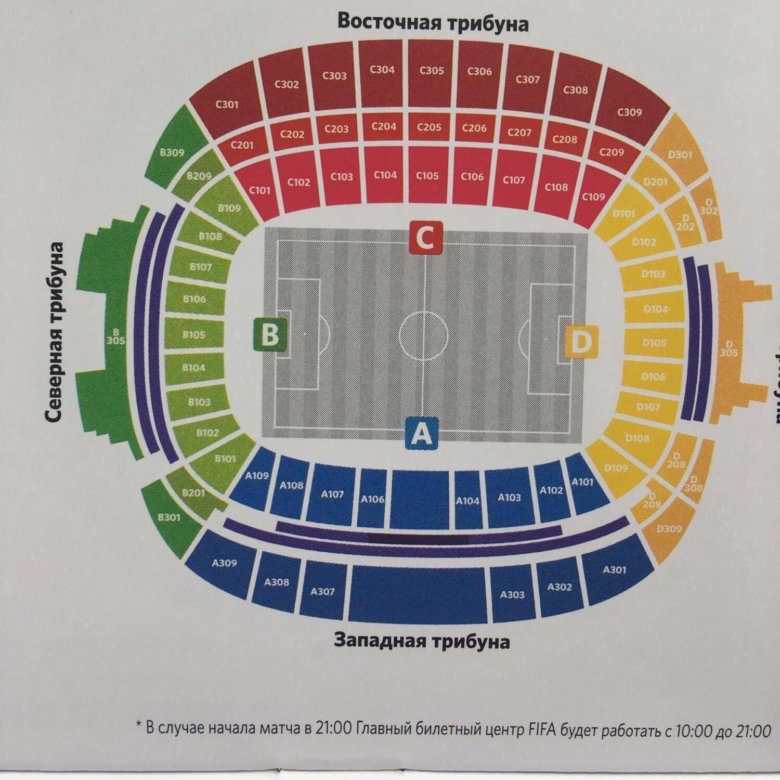 Схема мест стадиона краснодар