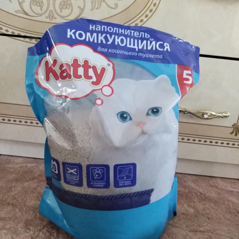 Наполнитель для кошачьего туалета katty комкующийся 5кг пятерочка