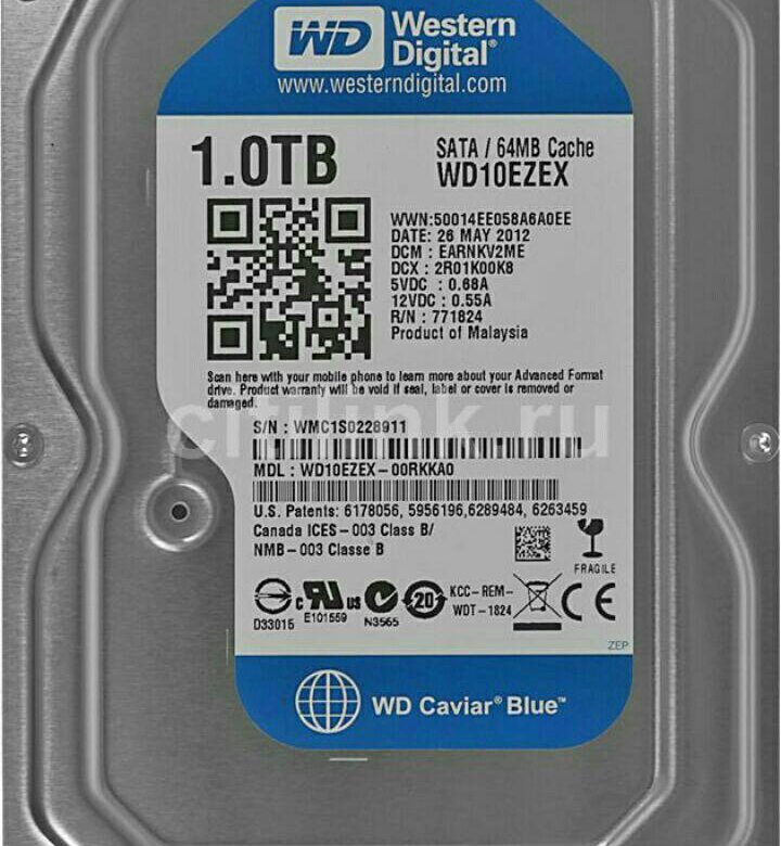 WD Caviar Blue wd10ezex прозрачный фон.