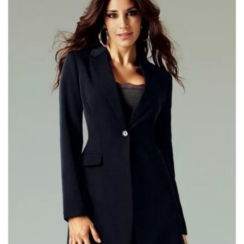 Длинный черный пиджак женский с чем носить