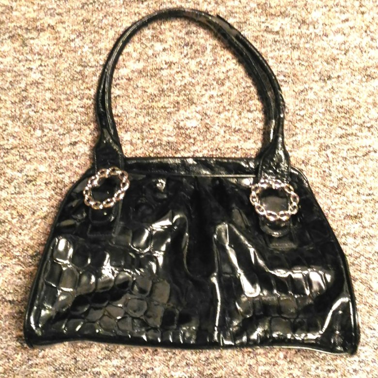 Сумка BOLINNI LEATHER черный лак (б/у) – купить в Москве, цена 350 руб ...