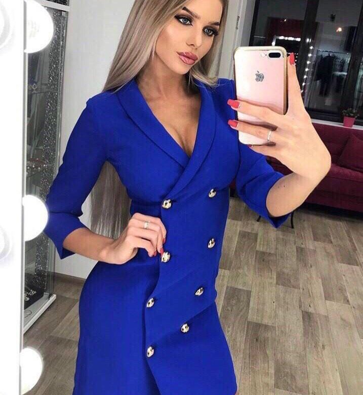 Платье пиджак синее