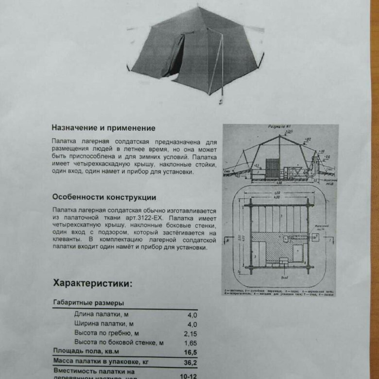 Схема сборки палатки м30