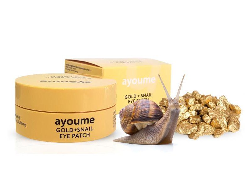 Snail gold патчи. Gold + Snail Eye Patch. Патчи для глаз с золотом и улиточным муцином. Патчи для глаз с золотом и улиточным муцином Ayoume. Ayoume золото улитки патчи. Корейская косметика с улиточным муцином.