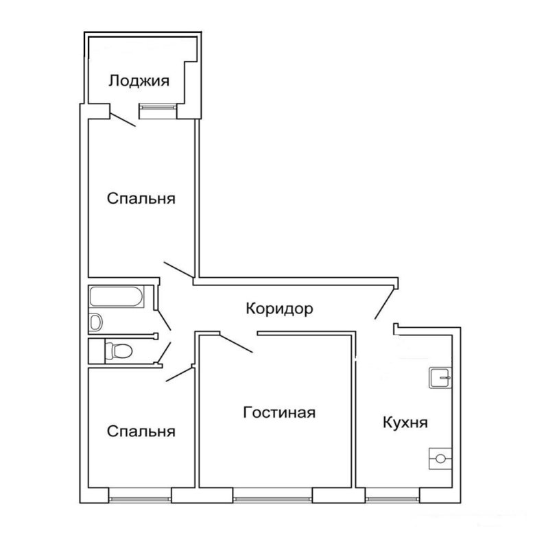 План квартиры в 9 этажном панельном доме 2 комнаты