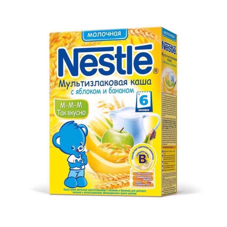 Каша молочная nestle мультизлаковая с яблоком и бананом